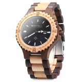 Dress Watch BEWELL Men Wooden Quartz Watch with Calendar Display