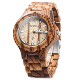 Dress Watch BEWELL Men Wooden Quartz Watch with Calendar Display