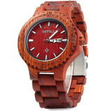 Dress Watch BEWELL Men Wooden Quartz Watch with Calendar Display