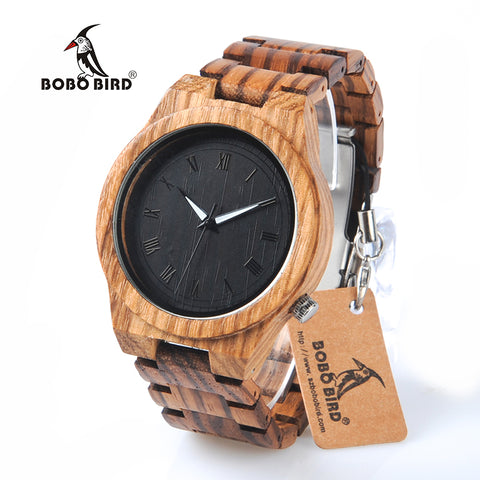 Luxury 2017 BOBO BIRD Watches Men Zebra Wood Strap Wristwatch Wooden Strap Quartz Watches Gifts relogio masculino C-M30