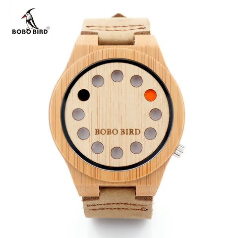 Mens Wood Watch Male Bamboo Wooden Quartz Watches for Men