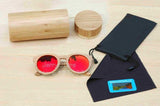 BerWer Free shipping bamboo wooden sunglasses round frame sunglasses