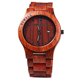Luxury Brand Wood Watch Men Analog Quartz Movement Date Waterproof