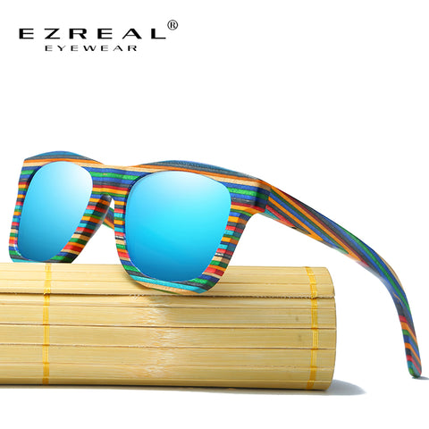 L Polarized Wooden Sunglasses Men Bamboo Sun Glasses
