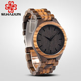 SIHAIXIN wood watches men zebra quartz watch Japan miyota 2035 wooden strap clock man top brand luxury with Gift Box