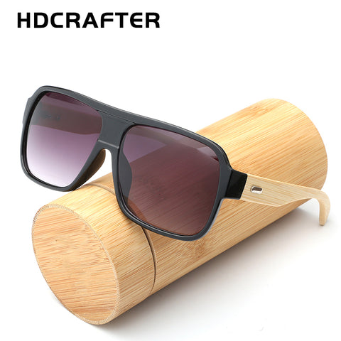 Bamboo Sunglasses Men Flat Top Wooden Sun Glasses for Women Retro Brand Design
