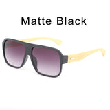 Bamboo Sunglasses Men Flat Top Wooden Sun Glasses for Women Retro Brand Design