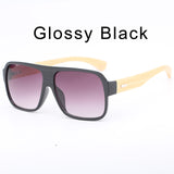 Bamboo Sunglasses Men Flat Top Wooden Sun Glasses for Women Retro Brand Design