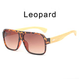 Bamboo Sunglasses Men Flat Top Wooden Sun Glasses for Women Retro Brand Design