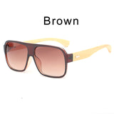 Bamboo Sunglasses Men Flat Top Wooden Sun Glasses for Women Retro Brand Design