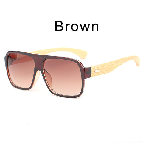 Bamboo Sunglasses Men Flat Top Wooden Sun Glasses for Women Retro Brand Design