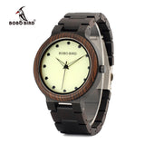 Wood Watch for Men with Luminous Hands Dial Face