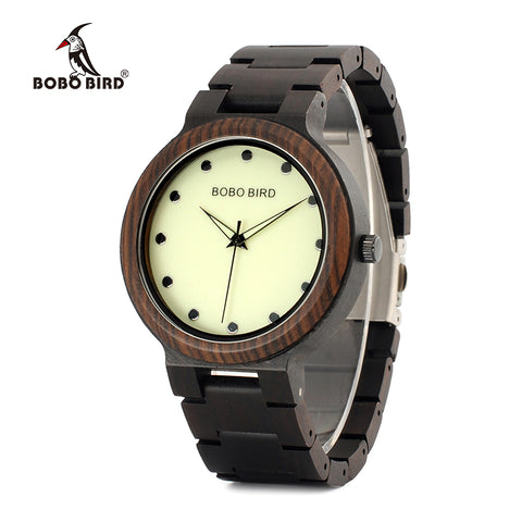 Wood Watch for Men with Luminous Hands Dial Face