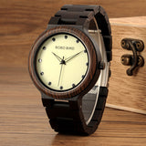Wood Watch for Men with Luminous Hands Dial Face