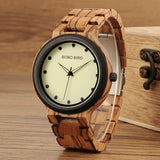 Wood Watch for Men with Luminous Hands Dial Face