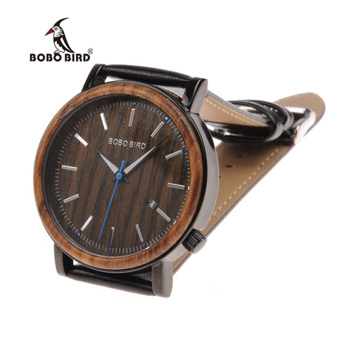 Luxury Mens Wood Watches Genuine Leather Band Wooden Wristwatch Japan Move