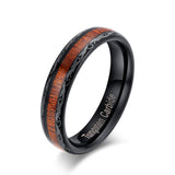 Black Tungsten carbide Ring Wood Inlay Dome Wedding Band Ring For men's jewelry