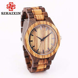 SIHAIXIN wood watches men zebra quartz watch Japan miyota 2035 wooden strap clock man top brand luxury with Gift Box