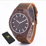 Classic Mens Sandalwood Watch Leather Quartz Top Luxury Brand Hight Quality