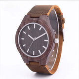 Classic Mens Sandalwood Watch Leather Quartz Top Luxury Brand Hight Quality