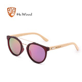 Brand Sunglasses Men Women Natural Bamboo Frame Sun Glasses Round Wrap