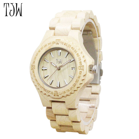 TJW Luxury Brand Wood Watch Men Analog Quartz Movement Date Waterproof Wooden Watches Male Wristwatches relogio TT@88
