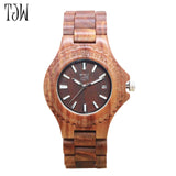 TJW Luxury Brand Wood Watch Men Analog Quartz Movement Date Waterproof Wooden Watches Male Wristwatches relogio TT@88