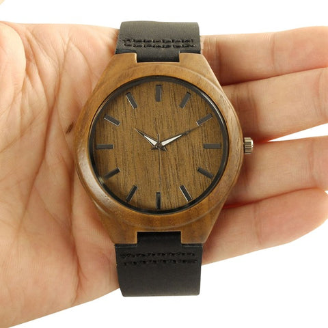 Japanese Miyota Wristwatches Genuine Leather Bamboo Wooden Watches
