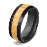 ZORCVENS Genuine Mahogany wood inlay stainless steel ring wooding ring wooden wedding rings for Men