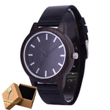 SIHAIXIN Minimalist Wooden Watch Male Bamboo Clock Leather Men White Quartz Watches As Man Luxury Gift Box Accept OEM Customize