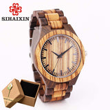 SIHAIXIN wood watches men zebra quartz watch Japan miyota 2035 wooden strap clock man top brand luxury with Gift Box